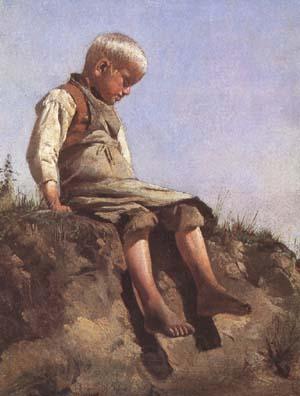 Franz von Lenbach Young boy in the Sun (mk09) Norge oil painting art